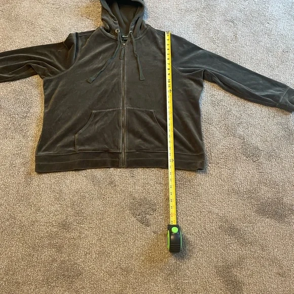 Green Velour Zip Up Hoodie and Pants Set Hoodie 3X Pants XXL Lounge Wear - Picture 13 of 16